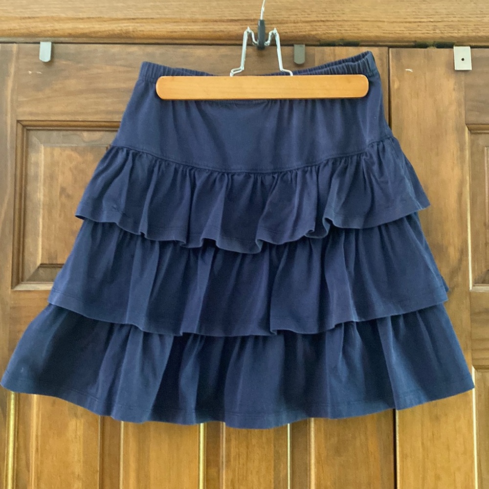 Hanna Andersson Ruffled Tiered Navy Cotton Skirt Girls 12 (150)
